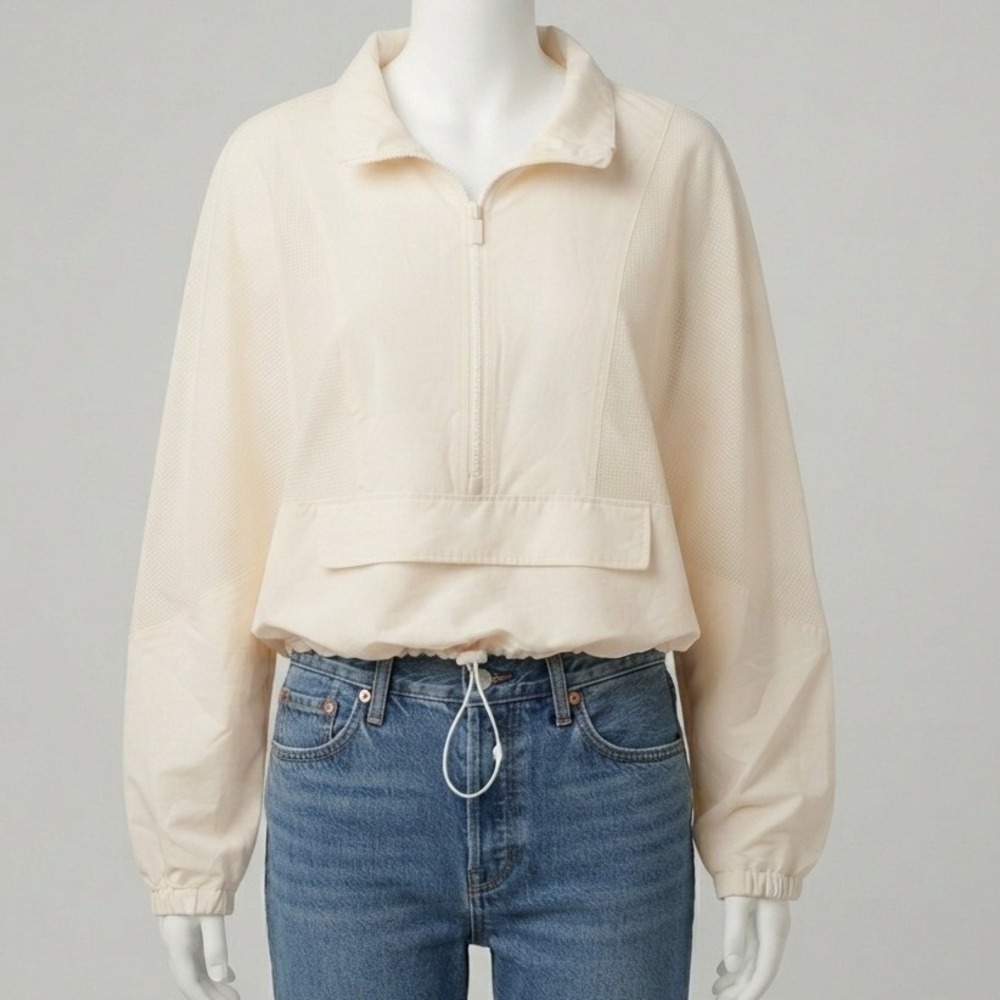 Old Navy StretchTech Cream Half Zip Anorak Windbreaker Jacket Women 4X Plus Size